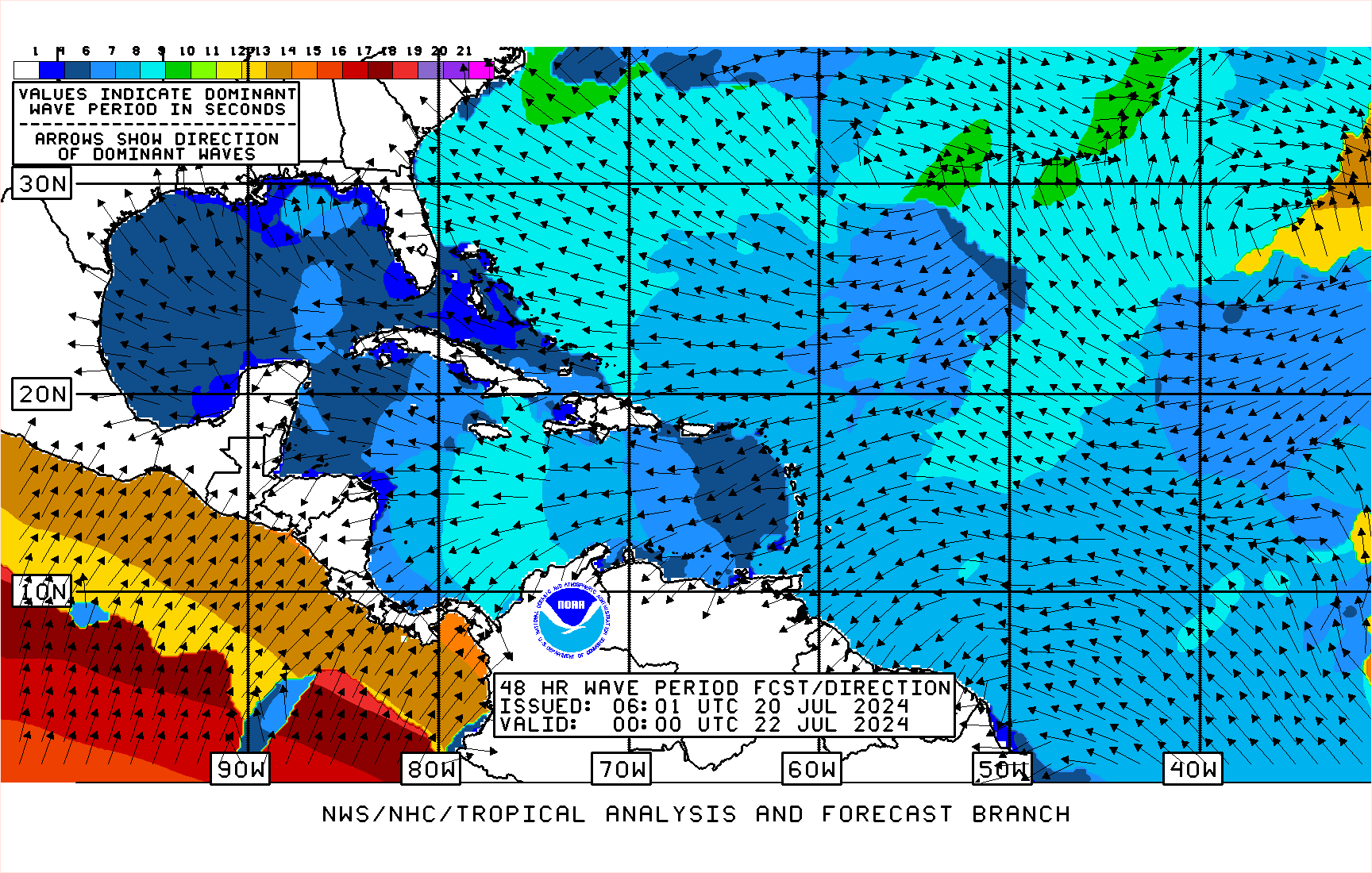 Dominant waves map